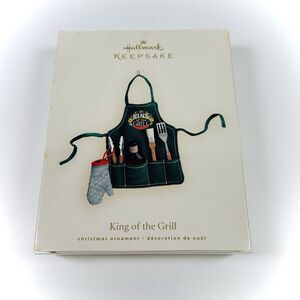 Hallmark Christmas Ornament King of the Grill Apron with BBQ Tools 2007 Keepsake